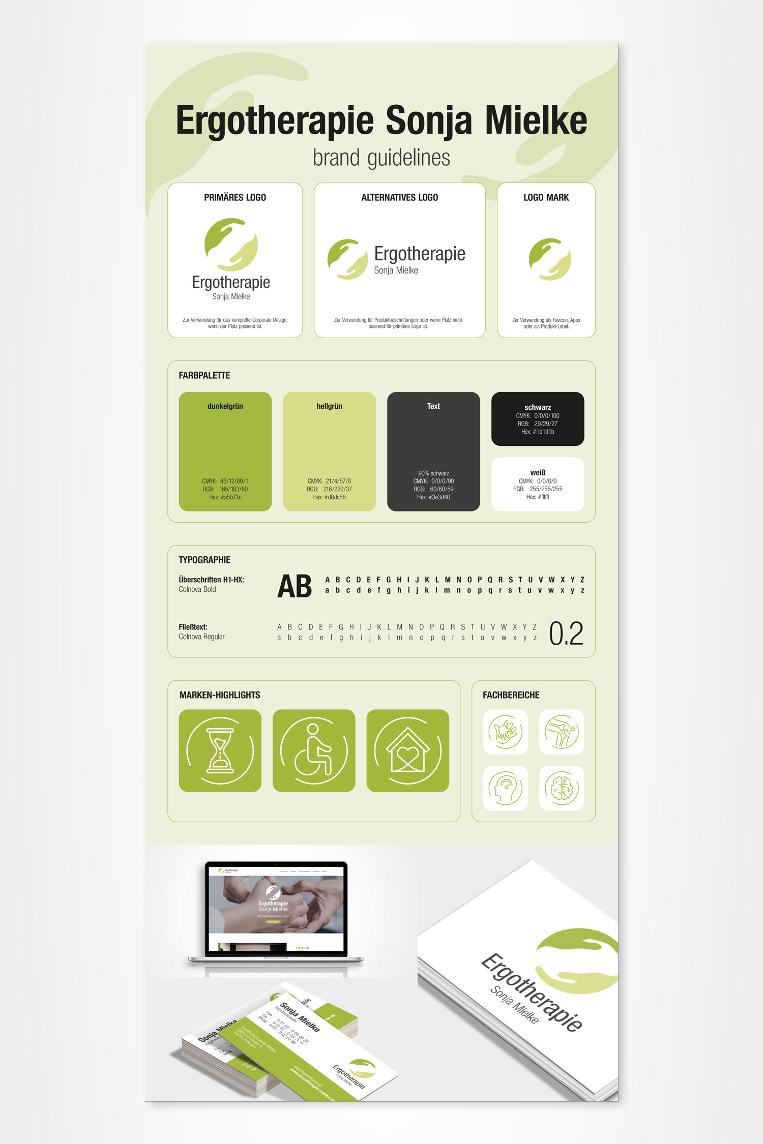 Corporate Design, Ergotherapie Mielke brand guidelines, dk Grafik Design, Grafikdesign