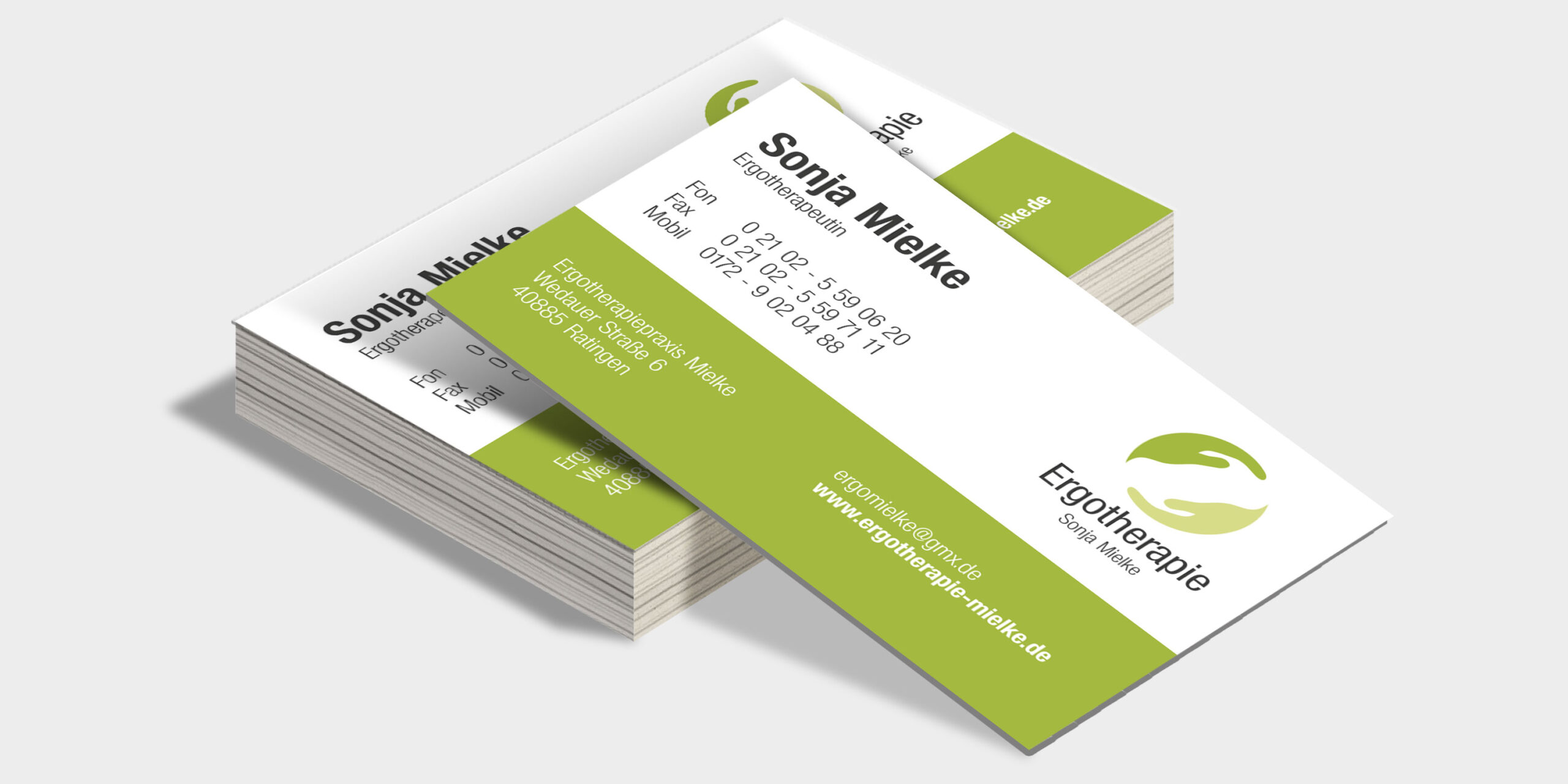 Visitenkarten Ergotherapie Mielke brand guidelines, dk Grafik Design, Grafikdesign