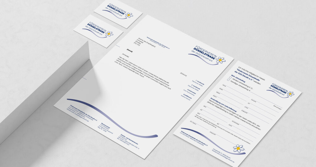 Logodesign Förderverein Düsselstraße, Corporate Design, Flyer, dk Grafik Design, Drucksachen