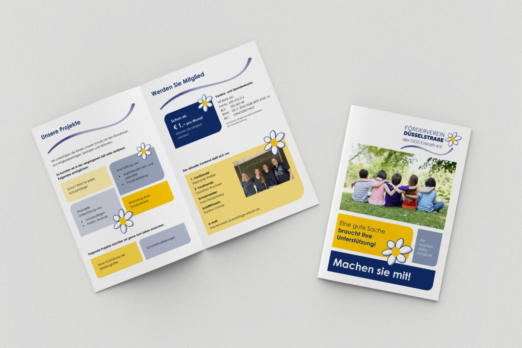 Logodesign Förderverein Düsselstraße, Corporate Design, Flyer, dk Grafik Design, Drucksachen
